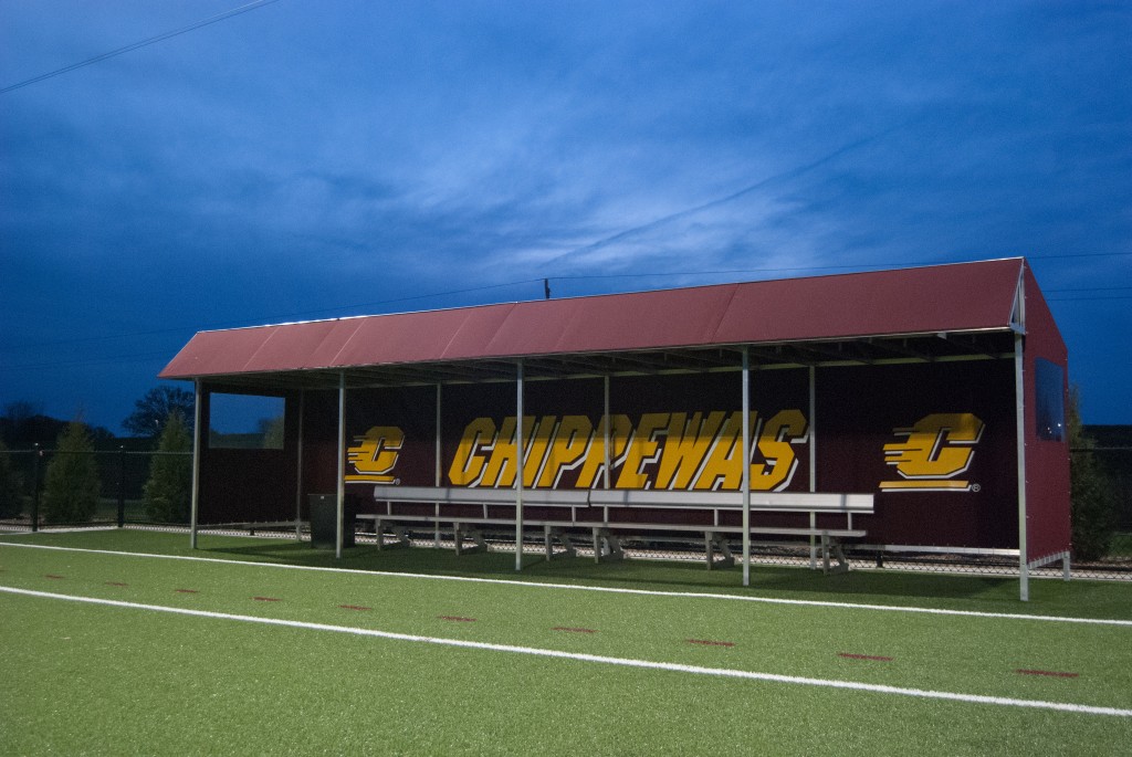 The visitors and home teams have team benches with built-in shelter. Oct. 27, 2015 | Mary LaVictor