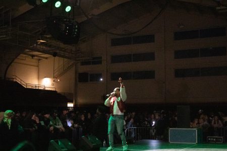 Host Tohbeed hypes up the crowd gathered for the Michigan Made College Tour in Finch Field House on Central Michigan University's Campus in Mount Pleasant, Mich. on Feb 3rd, 2023.